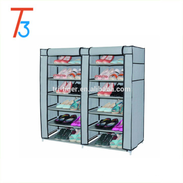 6 Tier Double Door Dust Proof Portable Fabric Sliding Door Shoe Cabinet